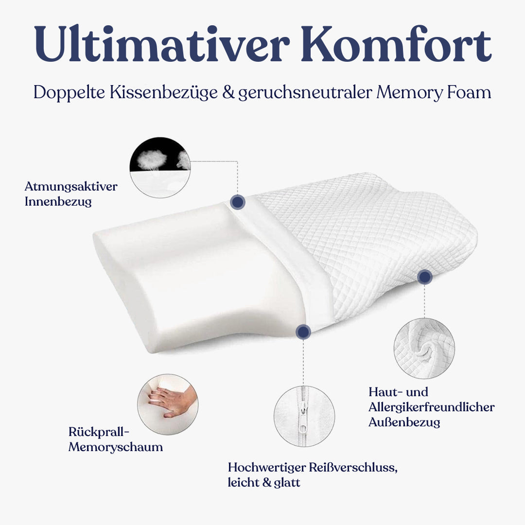Orthopädisches Schlafkissen aus Memoryschaum für Seitenschläfer