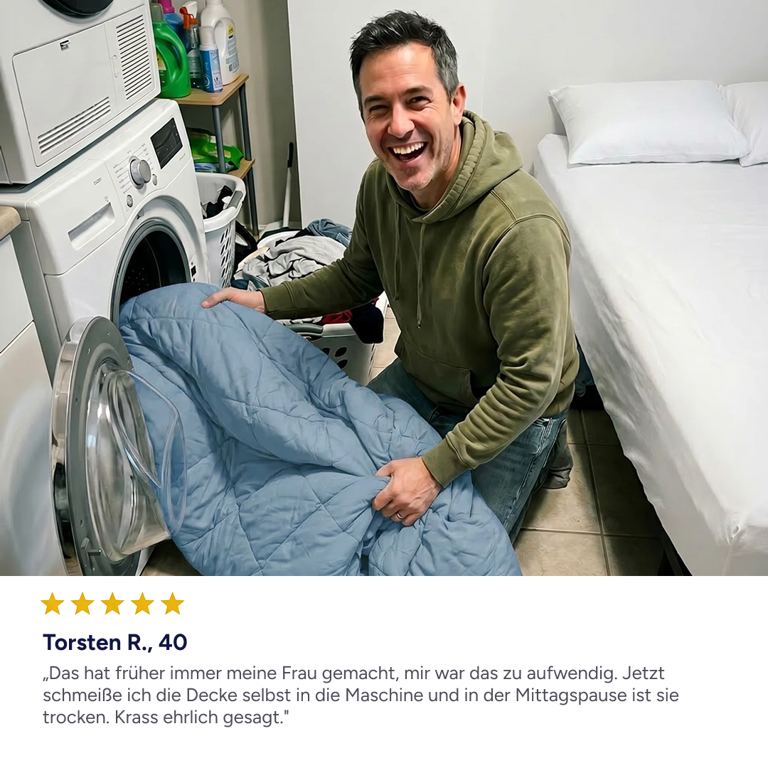 Simple Sleep™ The quick-drying 2-in-1 duvet that eliminates the need for bedding.